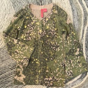 CHARLOTTE TARANTOLA Cardigan Sweater with Gold Details